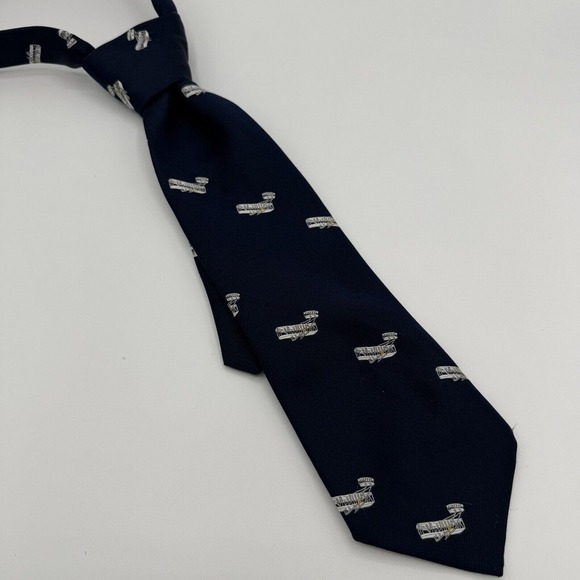 Vintage Flying Scotsman Collection Aviation Tie Classic Navy Wright Brothers - Picture 3 of 6